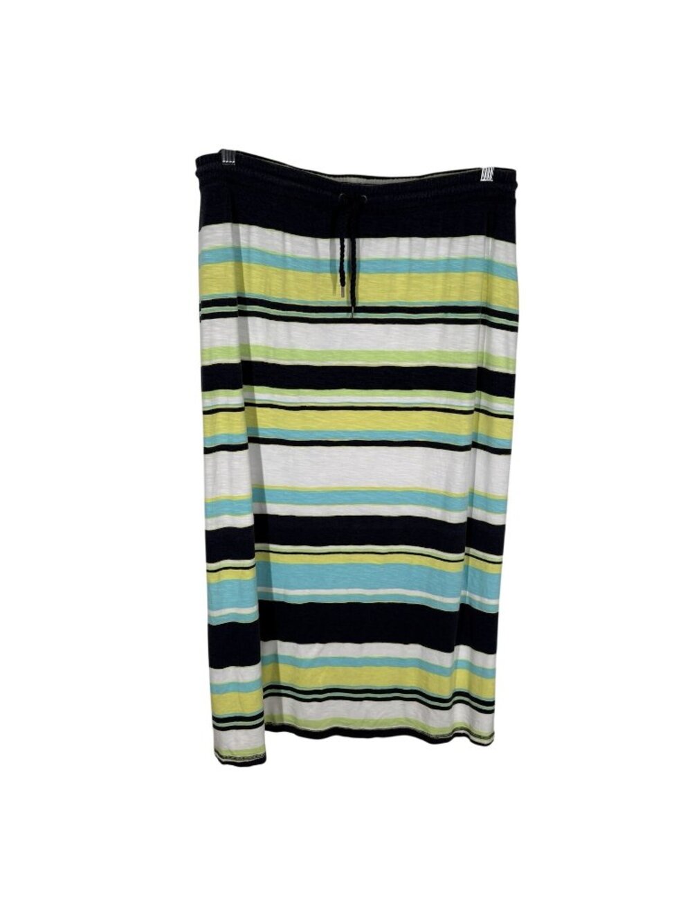 T By Talbots Women Plus Size 1X Striped Casual Drawstring Pull On Maxi Skirt